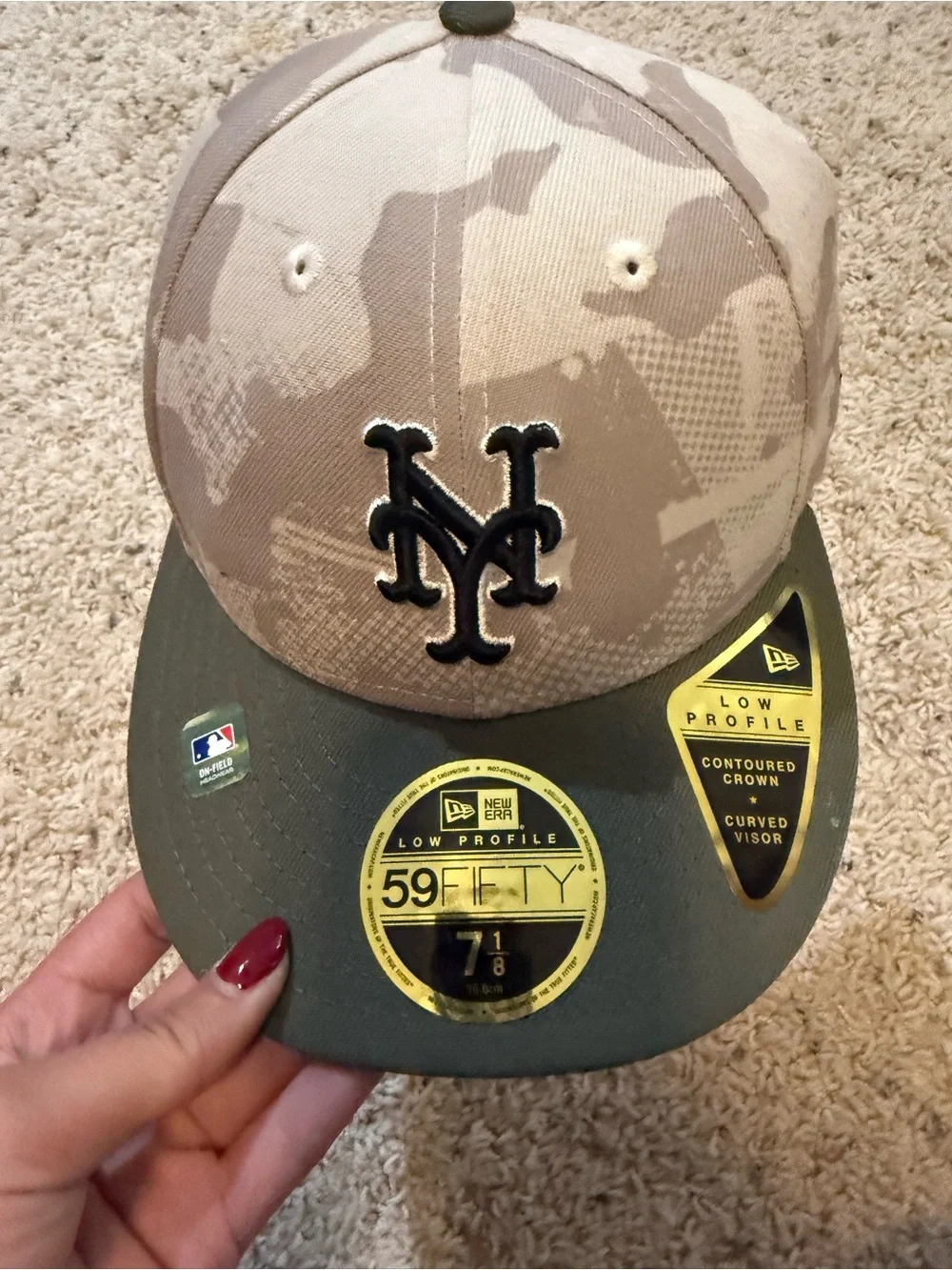 New Era New York Mets Camo Fitted Cap - Tan & Olive